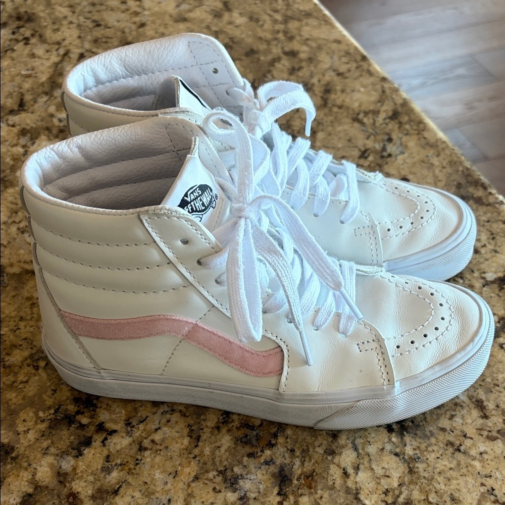 Vans Old Skool Sk8-hi White With Pink Stripe